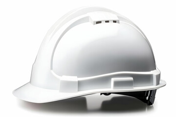 A sturdy white hard hat designed for safety in construction environments, symbolizing protection and workplace safety.