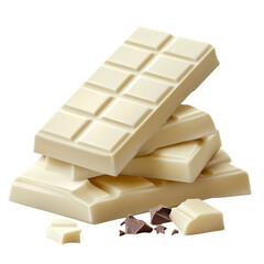 Stack of white Chocolate bar realistic 3D isolated on transparent background. 