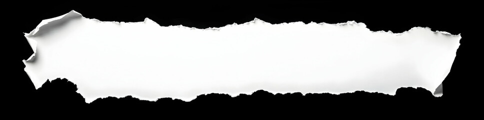 A torn paper strip with a textured edge, creating a unique frame for creative designs and artistic projects.