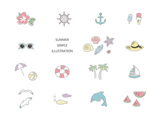 夏のシンプルな海水浴のイラスト