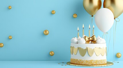 Happy Birthday Invitation Banner Template Set, Birthday Greeting Card with Cake