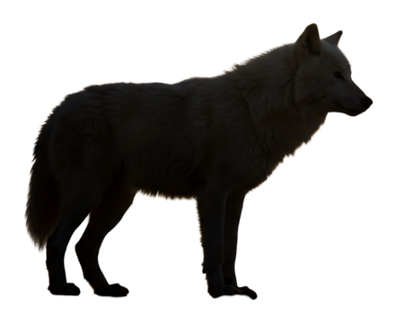 白い狼シルエット 静かに立つ雄姿