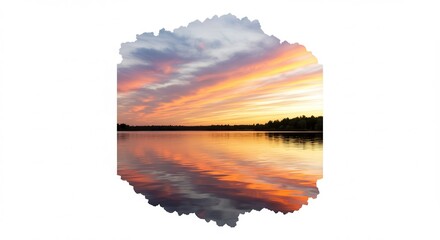 Serene Sunset over Calm Lake Golden Sky Reflection Nature Landscape Photography