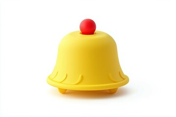Captivating Vibrant Yellow Bell Object with Red Knob on White Background - Minimalist Design for Product Ads and Creatives