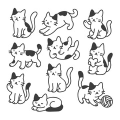 set of funny cartoon cats