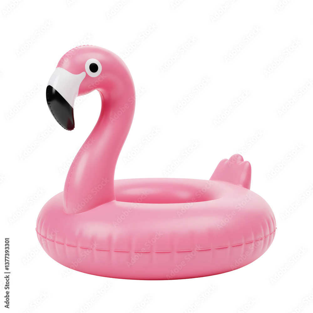 Fototapete pink flamingo inflatable pool float 3d rendering