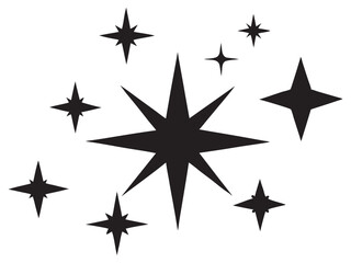 sparkles icon vector bundle, set of star sparkles icons  black silhouette vector llustration on white backgroun