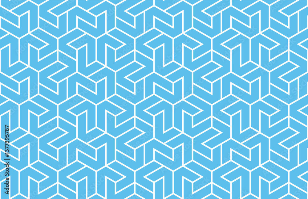 Poster The geometric pattern with lines. Seamless vector background. White and blue texture. Graphic modern pattern. Simple lattice graphic design
