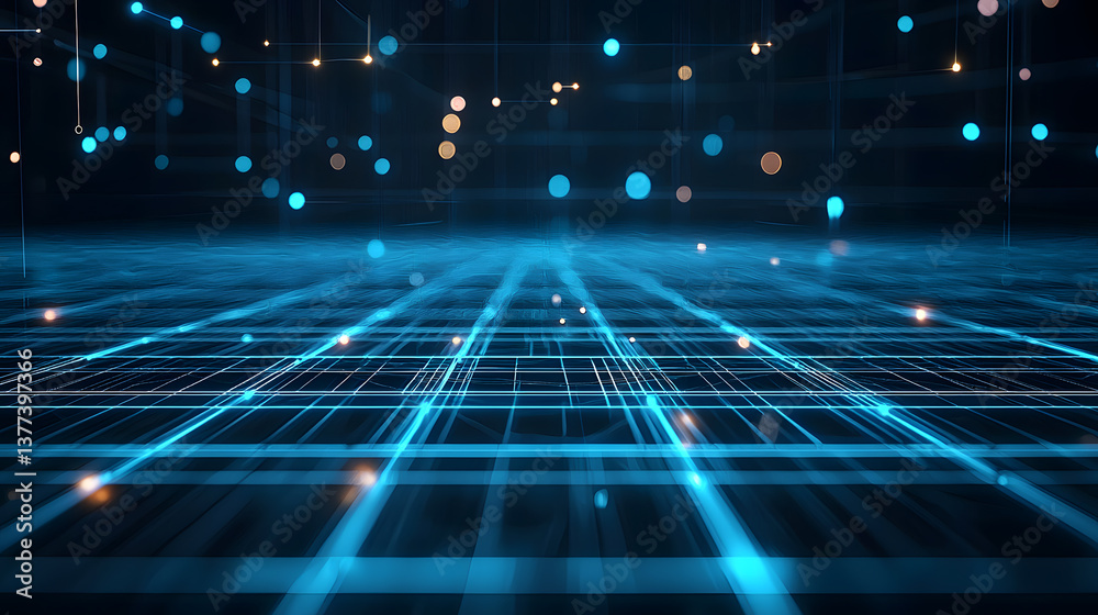 Poster glowing line abstract data flow background wallpaper digital grid dynamic visuals futuristic environ