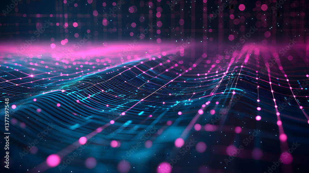 Poster dynamic abstract data flow concept digital space background wallpaper tech environment glowing lines