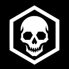 Skull silhouette in hexagon
