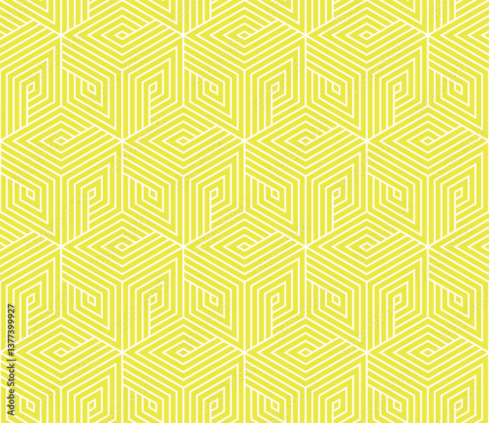 Poster Abstract geometric pattern. A seamless vector background. White and yellow ornament. Graphic modern pattern. Simple lattice graphic design