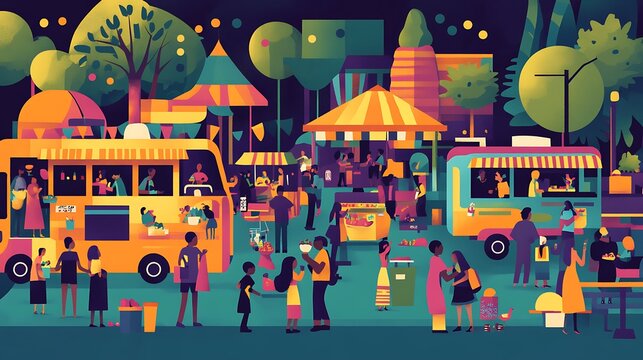 Night Food Truck Festival Park.