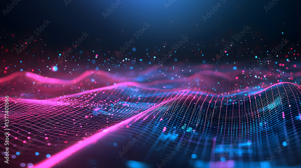 Poster abstract data flow representation through glowing lines digital background wallpaper futuristic envi