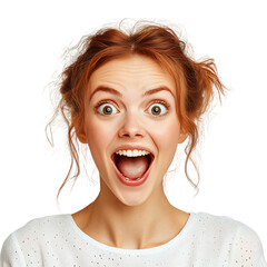 Woman With Surprised Expression Isolated on Transparent Background