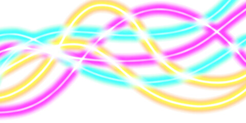 Abstract glowing light lines on a dark background. Vibrant neon colors create a futuristic and energetic design. Perfect for digital art, technology, or modern backgrounds.