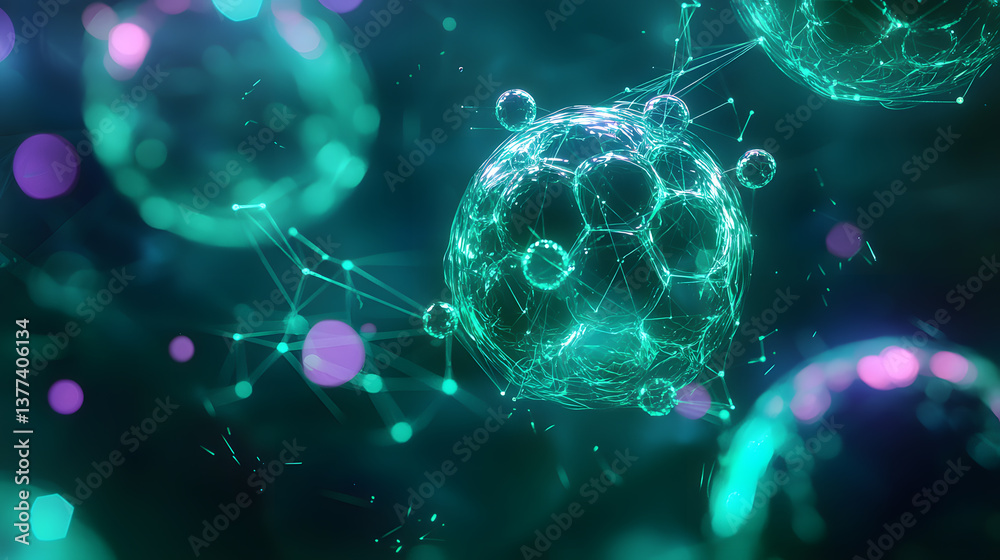 Poster visualizing cloud computing and decentralized systems in an abstract background wallpaper with futur