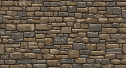Fototapeta premium A sturdy, ancient stone wall whispers tales of ages past, its rough-hewn texture and earthy tones hinting at forgotten stories, in a digitally rendered seamless pattern.