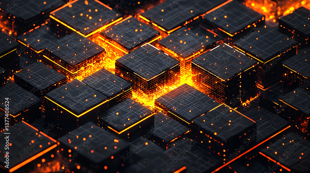 Poster decentralized cloud computing visualized dynamic background wallpaper of emerging tech in a digital 