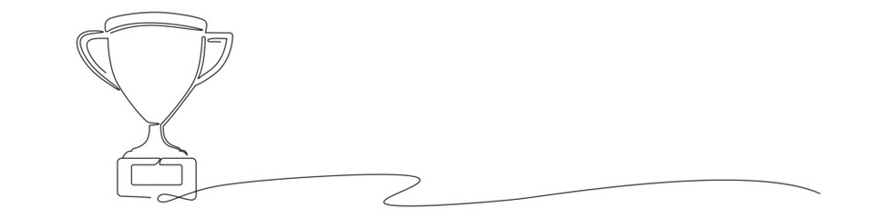 Trophy cup continuous line art drawing vector. Minimalist award symbol for success, achievement, competition, and victory. Ideal for sports, business, and excellence-themed designs.