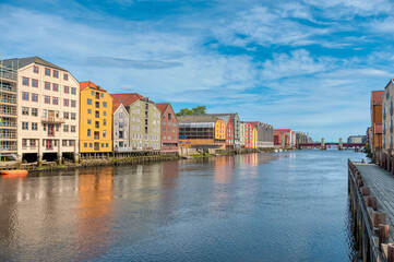 Naklejka premium Trondheim, formerly Nidaros and Trondheim, is a city and municipality in Norway, capital of the county of Trøndelag.