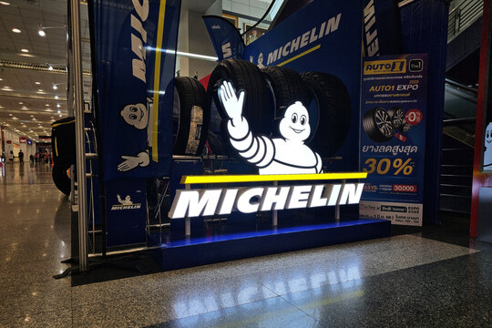 Bangkok, Thailand February 28, 2025 Michelin sign. Michelin is a French multinational tire manufacturing company that was founded in 1889.