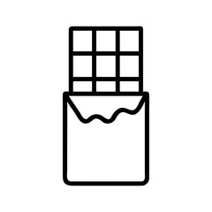 Chocolate Bar Line Art Icon, Candy Symbol, Sweet Treat Vector Illustration
