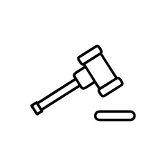Gavel Line Art Icon, Auction Hammer Symbol, Legal Court Hammer Vector Illustration