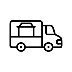 Delivery Truck Line Art Icon, Moving Van Symbol, Shipping Vehicle Vector Illustration