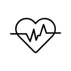 Heartbeat Line Art Icon, Heart Rhythm Symbol, Medical Vector Illustration