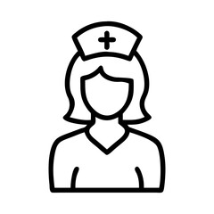 Obraz premium Nurse Line Art Icon, Healthcare Professional Symbol, Medical Vector Illustration