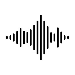 Sound Wave Line Art Icon, Audio Signal Symbol, Frequency Vector Illustration