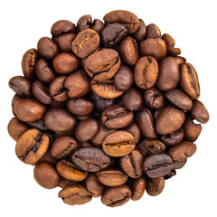 Coffee beans close-up. Isolation on transparent background.