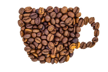 Coffee bean mug shape. Isolated on transparent background.