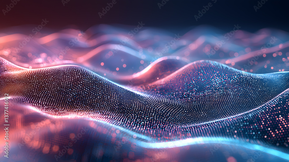 Poster dynamic quantum computing waves digital background wallpaper abstract viewpoint multidimensional dat