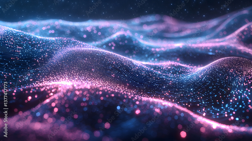Poster dynamic quantum computing visualization digital space background wallpaper multidimensional environm