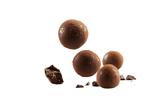 Floating Dark Chocolate Truffles with Broken Chocolate Pieces