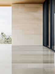 Fototapeta premium Minimalist interior design showcasing natural light and sleek finishes in a spacious setting