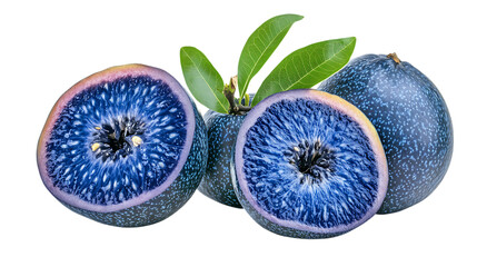 Blue tongue fruit stack with half slice falling