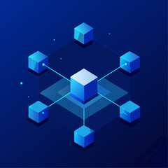 Decentralized web line icons. Blockchain technology. Cryptocurrency, node, distribution, finance, encryption, tokens, white paper. blockchain-network-with-connected-nodes-and-digita