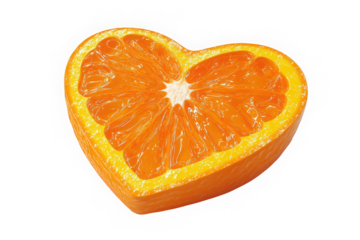 Heart Shaped Orange Slice Fresh Fruit Citrus Healthy Food Vitamin C on transparent background