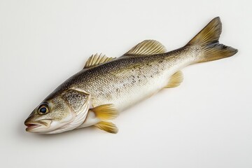 Obraz premium A fresh water fish is lying on a plain white background