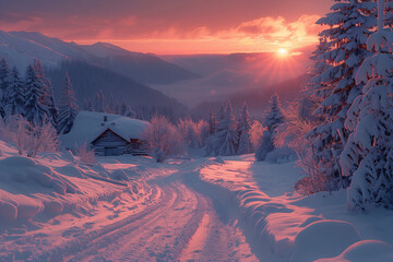 Beautiful snow winter landscape. Winter landscape. Beautiful wintry landscape