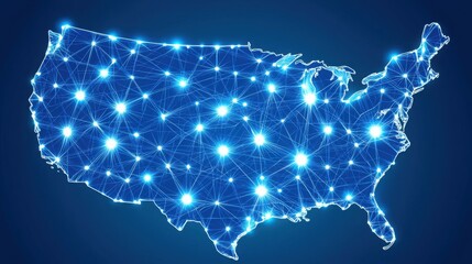Obraz premium United states map with connected lines illustrating business ecosystems and interconnected relationships