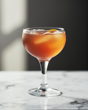 Paper Plane Cocktail - Amber/Pink, Chilled Coupe Glass