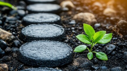 Resilient plant thriving in a rock garden depicting choices and considerations in career change decision-making process