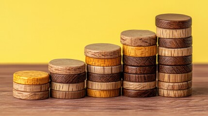 A stack of wooden blocks symbolizing the career growth staircase concept representing structured professional progression