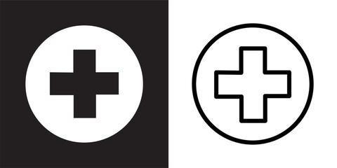 Medical solid and thin line web icon Vector illustration set