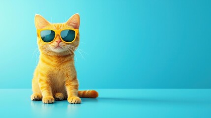 Stylish cat wearing trendy sunglasses as a fun mascot for creative branding in a whimsical design