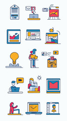 Content Marketing Strategy Desk - Flat Lay Illustration, Content Marketing